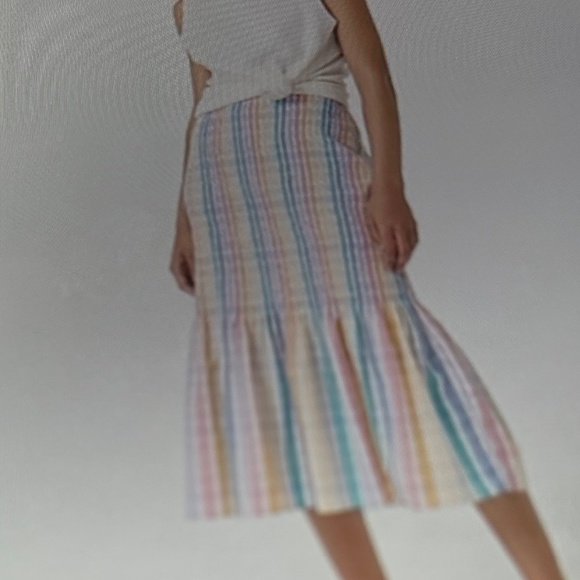J Crew Smocked Gingham Midi Skirt, Size 16 - Picture 1 of 5